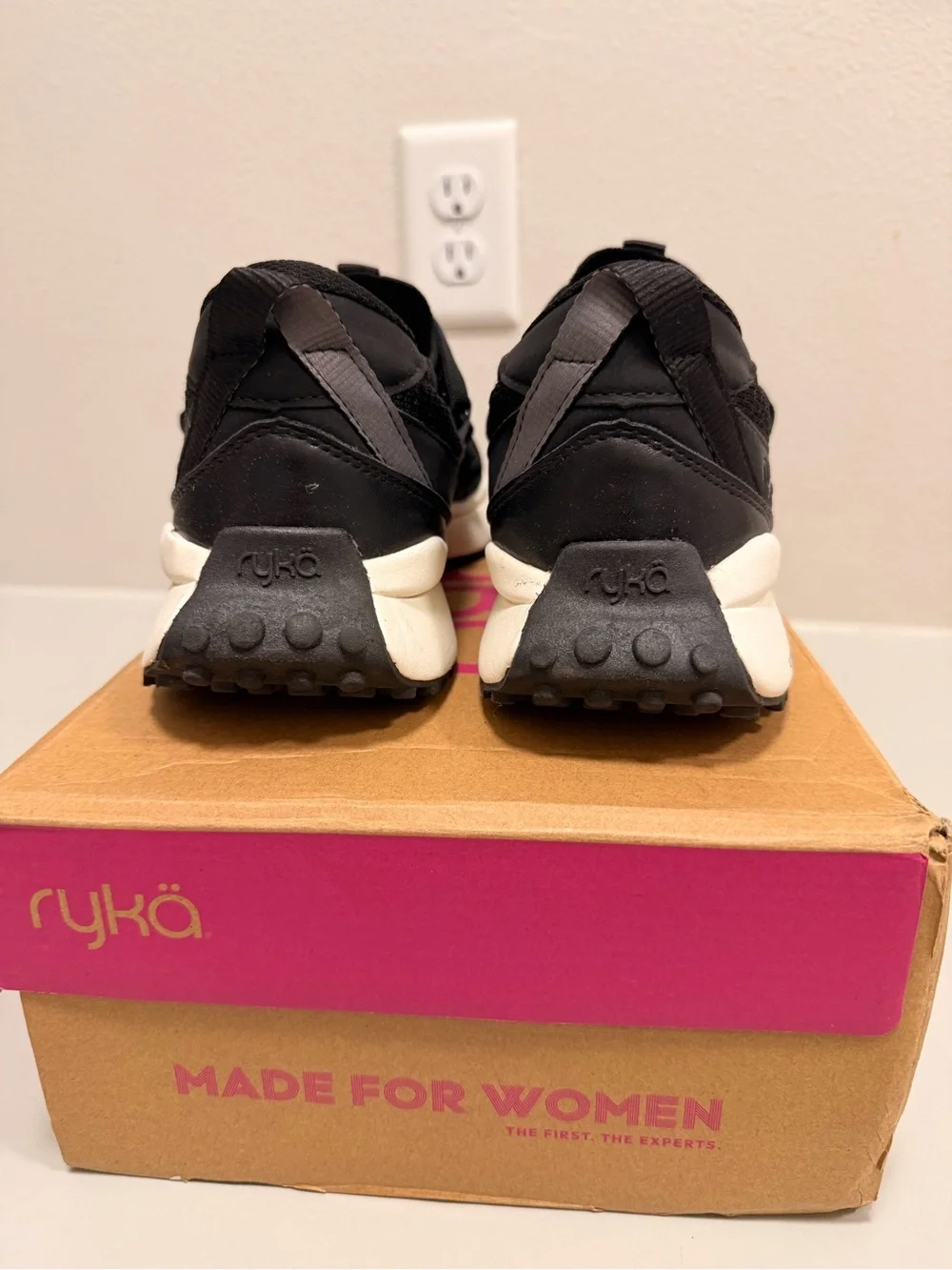 Ryka Black Knit Slip-On Athletic Sneakers